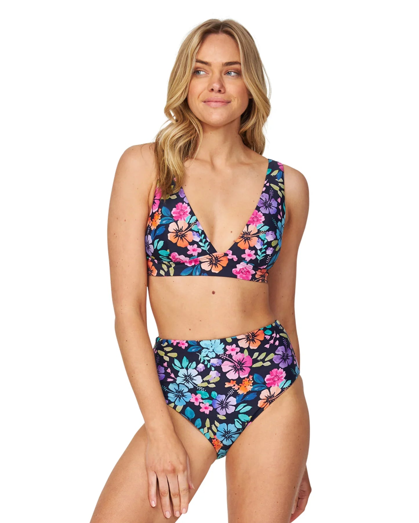 Womens - Swim Bottom - Womens - Swim Bottom - High Waist Bikini - Evergreen - Tropicana Navy