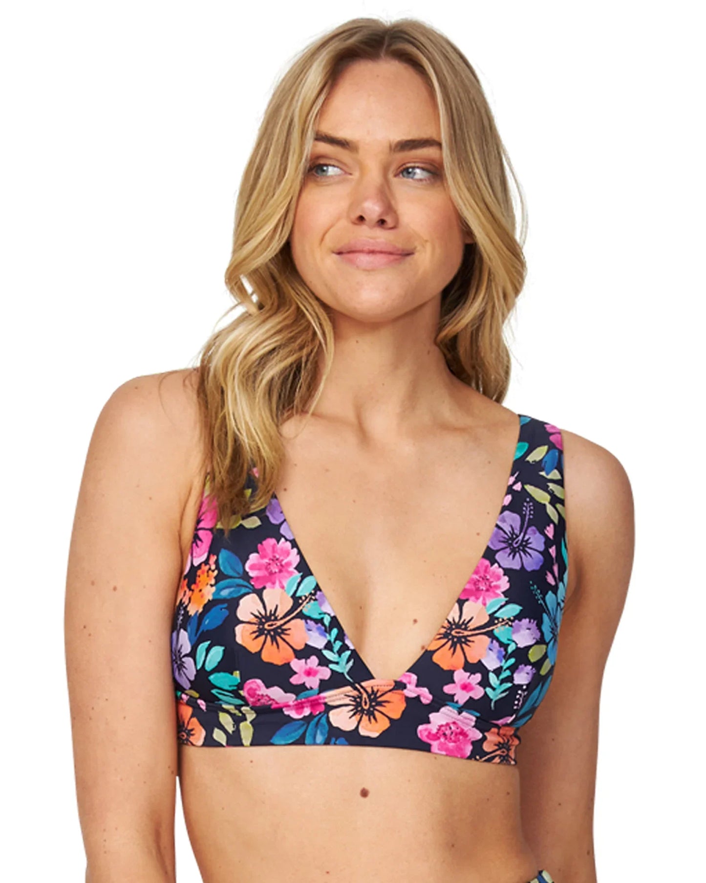 Womens - Swim Top - Trapezium Bikini Top - Evergreen - Tropicana Navy