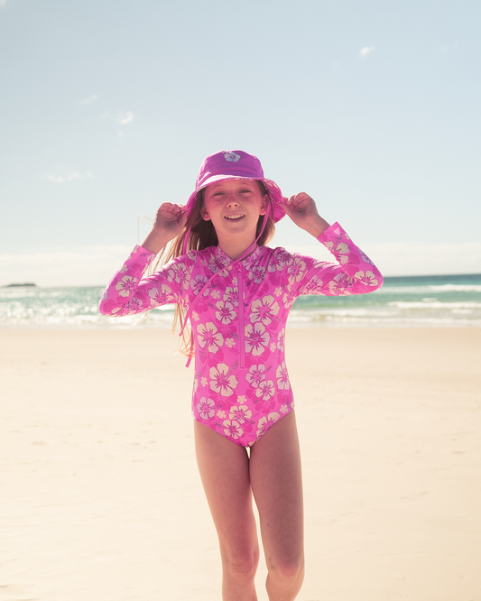 Girls Long Sleeve Suit - Pop Pink