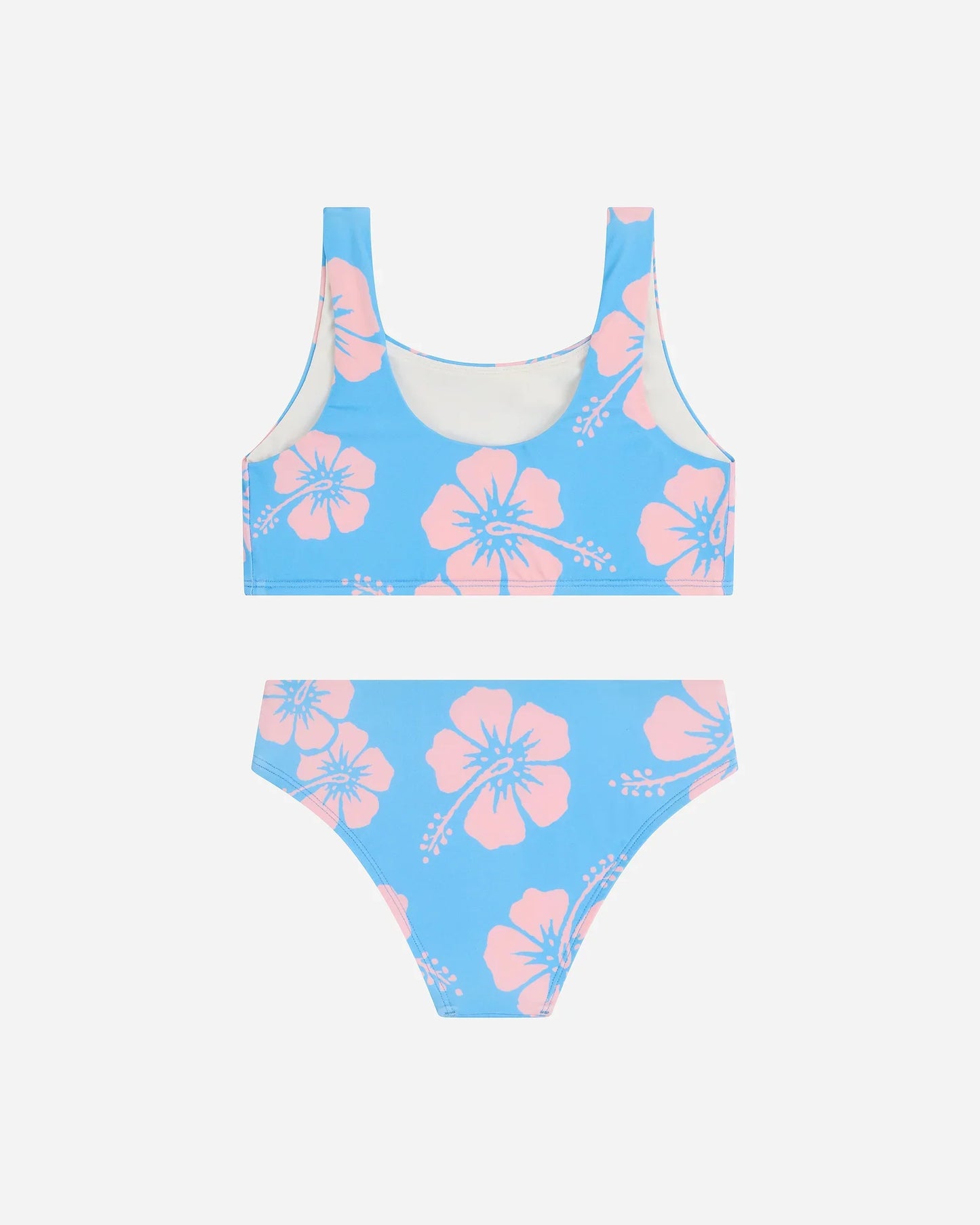 Crop Bikini Swim Set - Hibiscus Azure Pale Pink