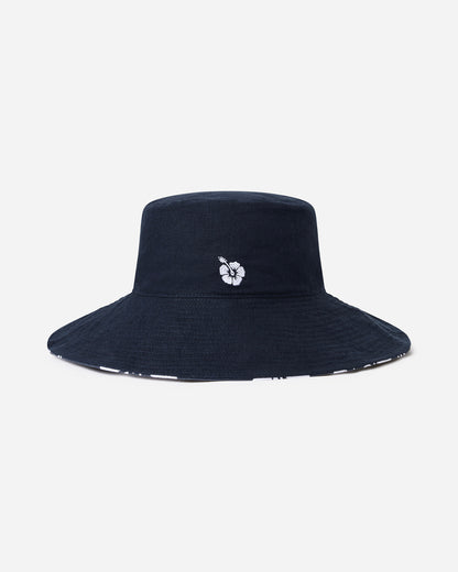 Womens - Bucket Hat - Reversible Classic Hibiscus - Navy