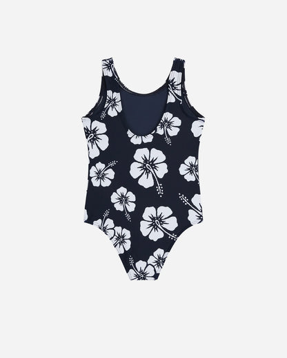 Girls Classic One Piece - Hibiscus Navy