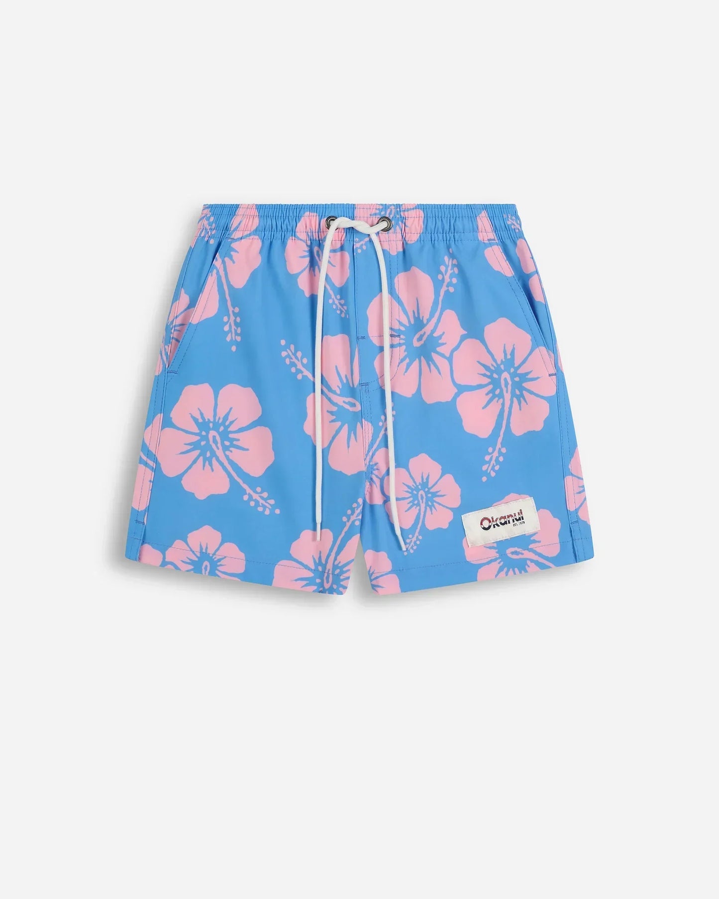 Boys Classic Swim Short - Hibiscus Duo Azure Pale Pink