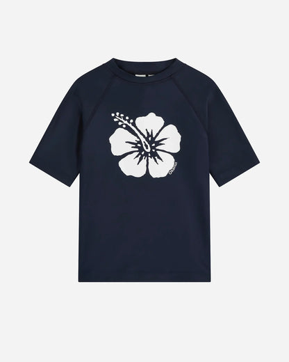 Girls Ikon Short Sleeve Rashie - Navy White