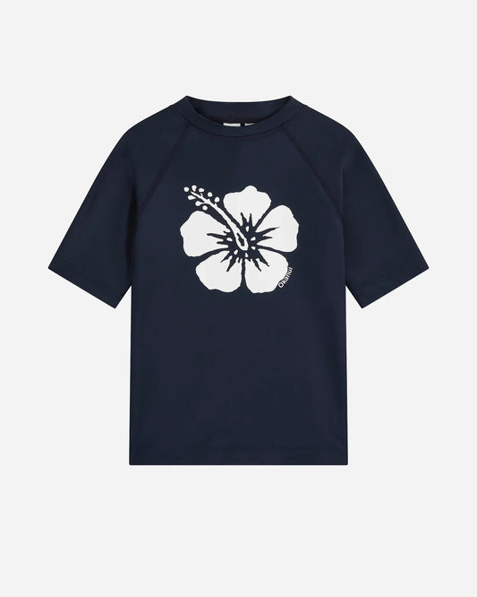 Girls Ikon Short Sleeve Rashie - Navy White