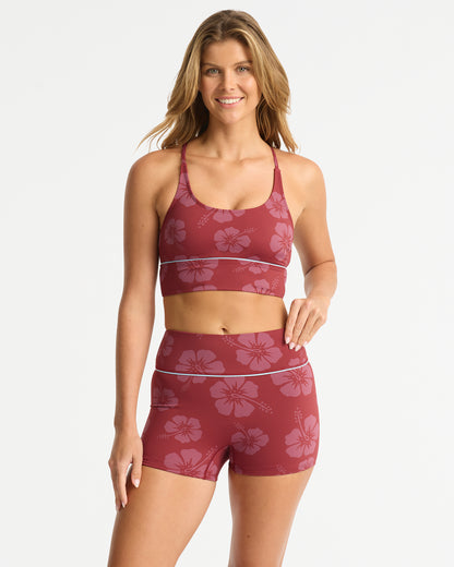 Active Swim Crop Top - Tonal Hibiscus Sienna