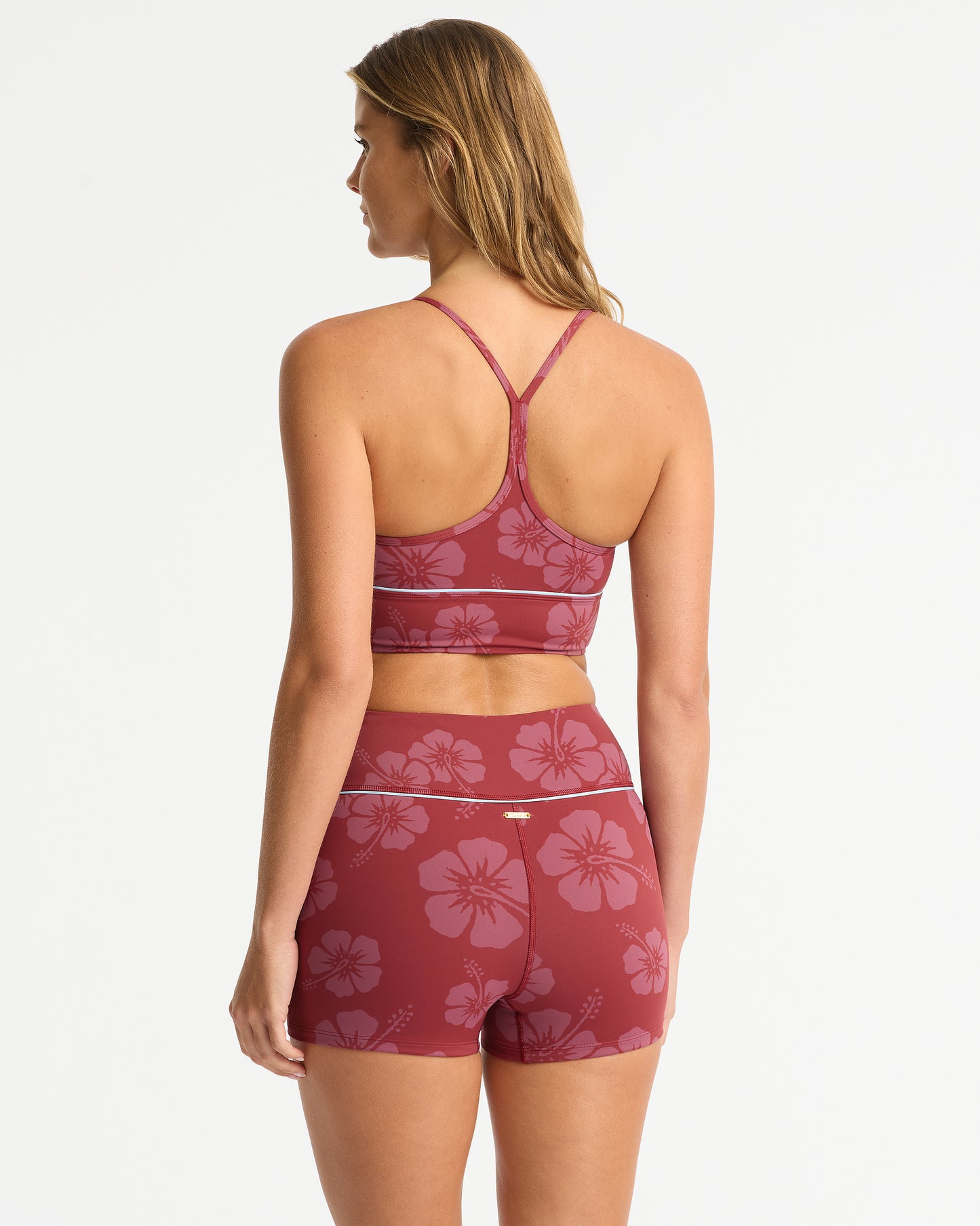 Active Swim Crop Top - Tonal Hibiscus Sienna