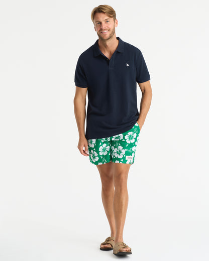 Mens - Swim Short - Classic Hibiscus Swim Short - Hibiscus Emerald