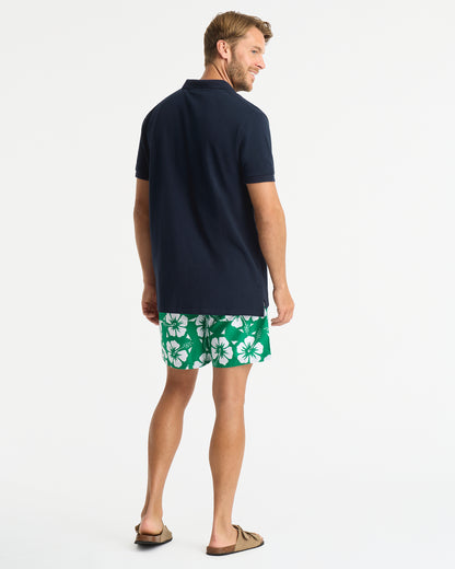 Mens - Swim Short - Classic Hibiscus Swim Short - Hibiscus Emerald