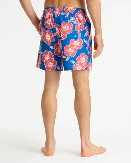 Mens Way Back When Swim Short - Indigo Rose White