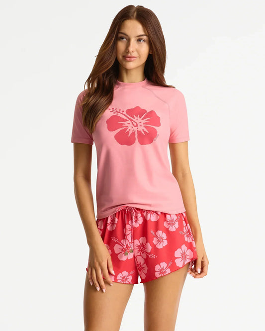 Womens Ikon Short Sleeve Rashie - Pink Cherry