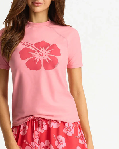 Womens Ikon Short Sleeve Rashie - Pink Cherry