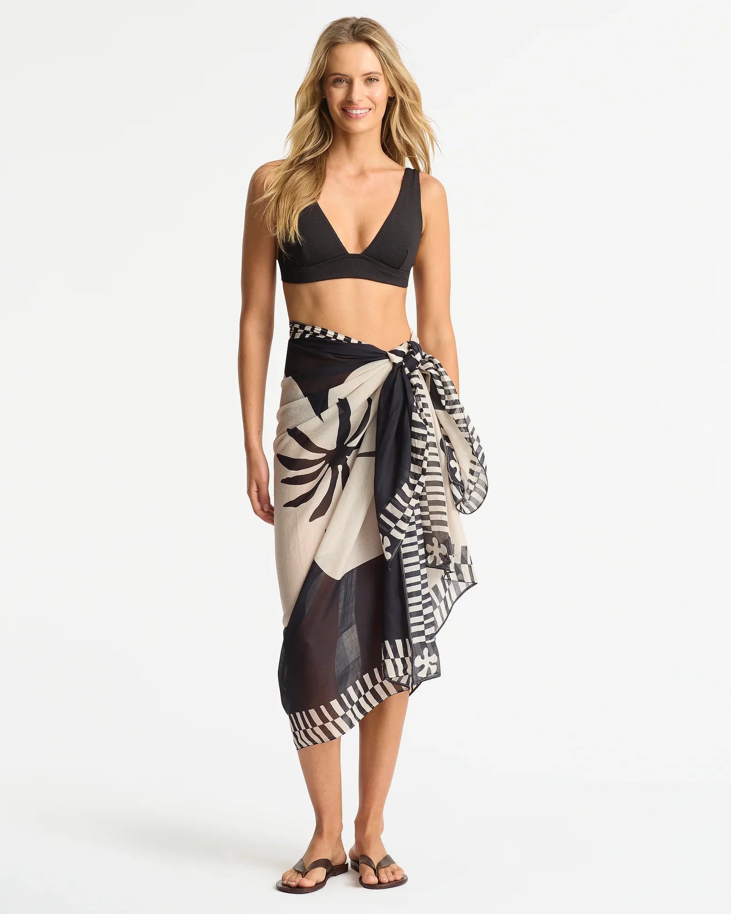 Womens - Swim Top - Ribbed Trapezium Bikini Top - Black