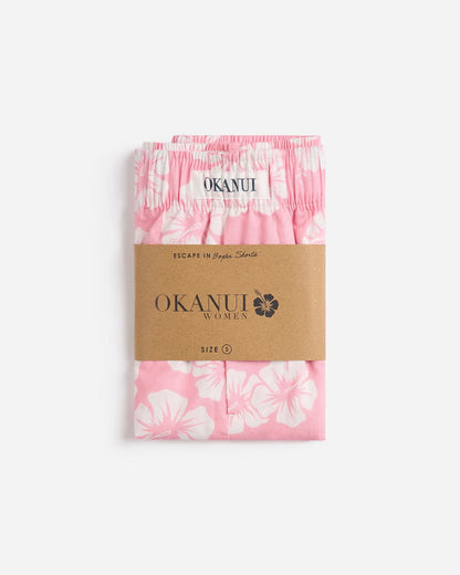 Womens Classic Boxer Short - OG Hibiscus Pale Pink