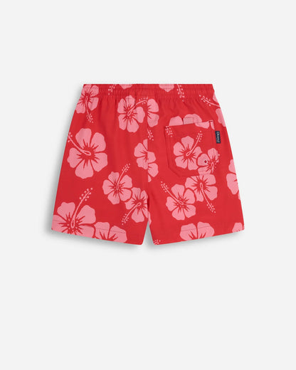 Boys Classic Swim Short - Hibiscus Duo Rose Red