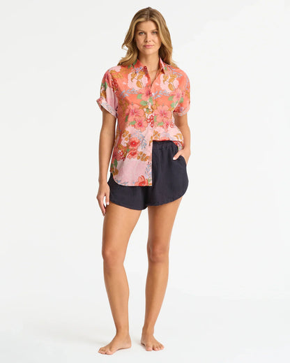 Classic Short Sleeve Shirt - Dahlia Coral Pink