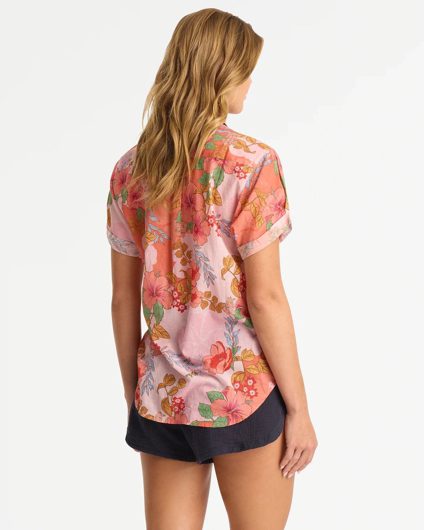 Classic Short Sleeve Shirt - Dahlia Coral Pink