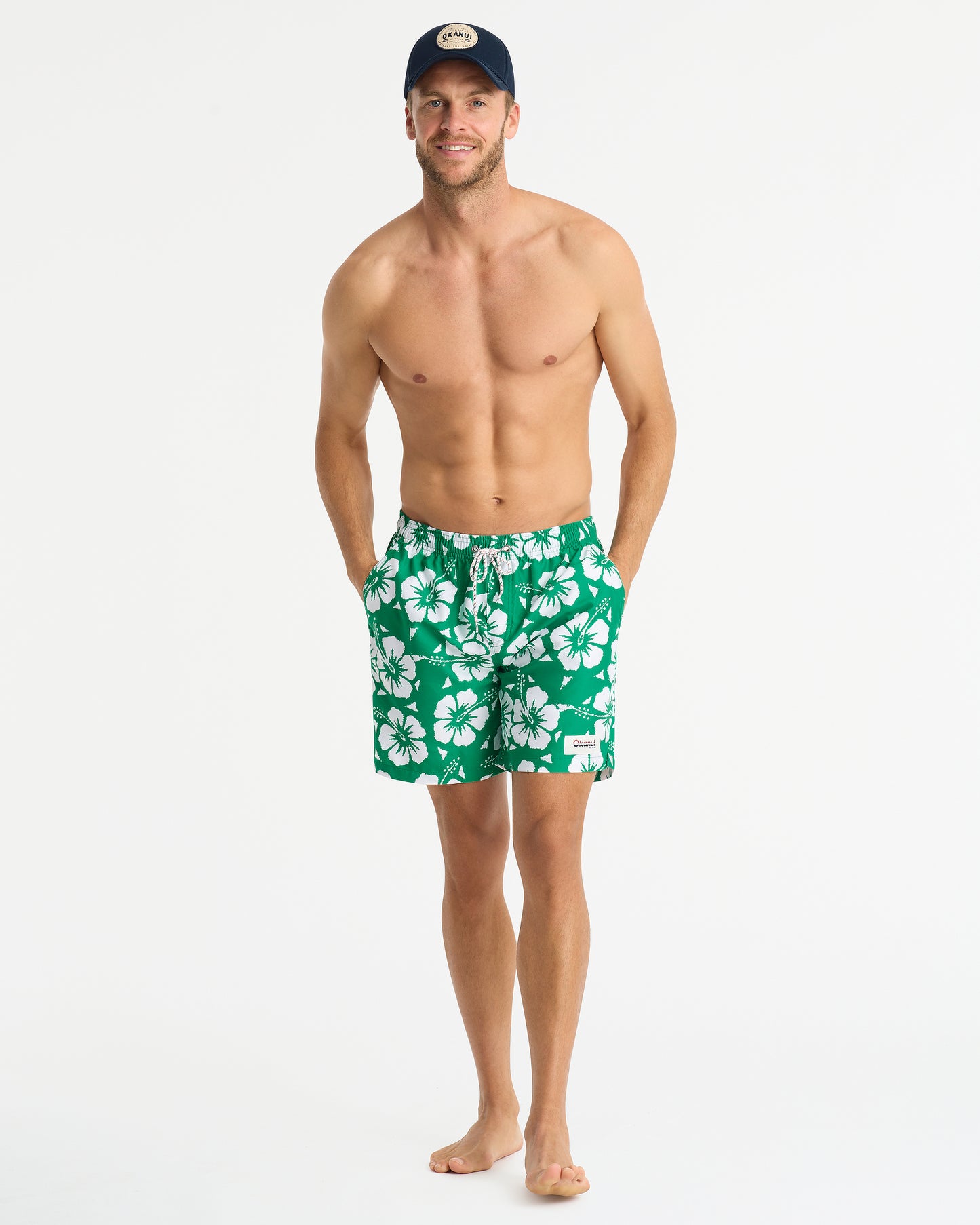 Mens - Swim Short - Classic Hibiscus Swim Short - Hibiscus Emerald