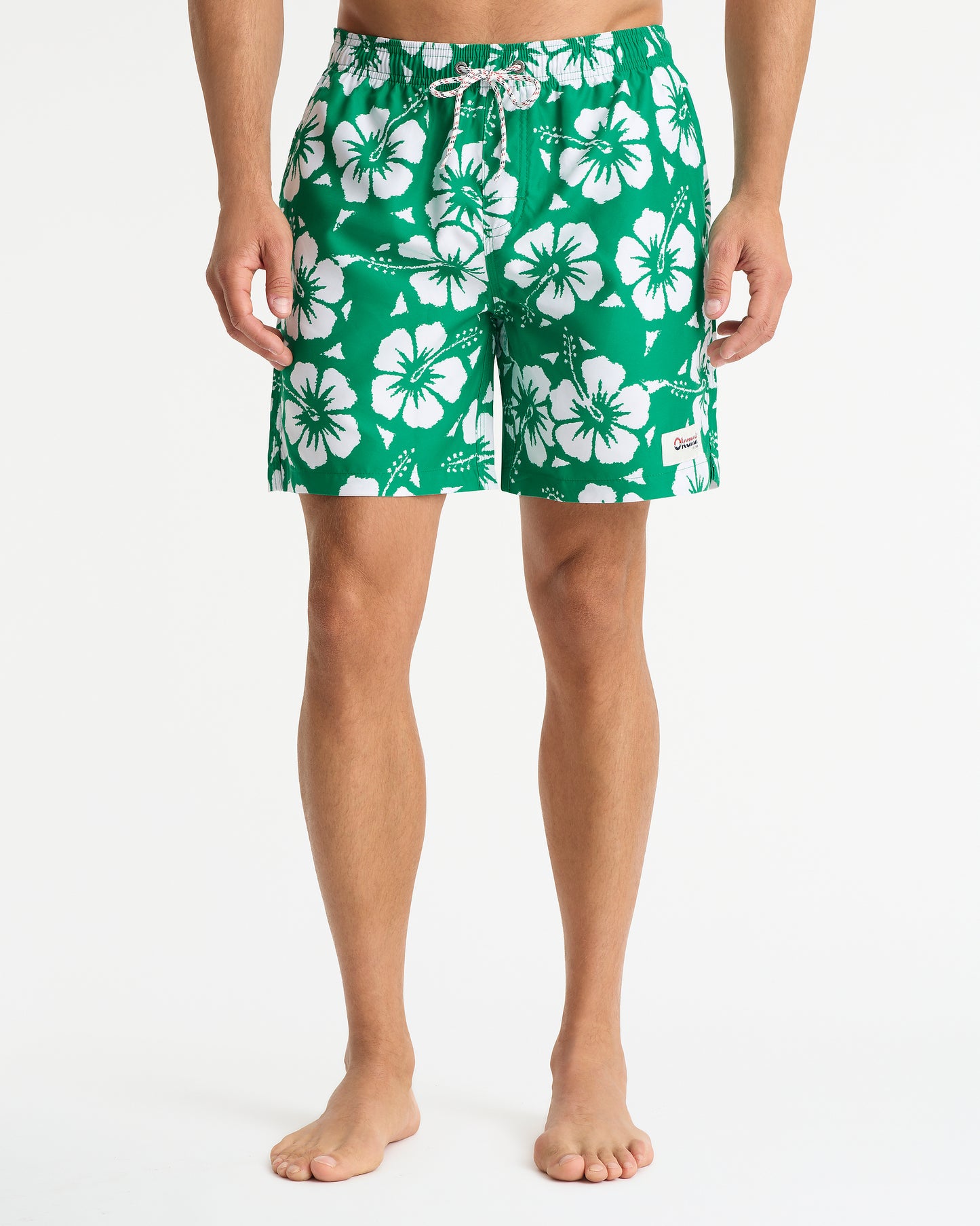 Mens - Swim Short - Classic Hibiscus Swim Short - Hibiscus Emerald