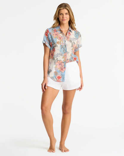 Classic Short Sleeve Shirt - Dahlia Blue Cream