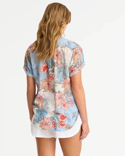 Classic Short Sleeve Shirt - Dahlia Blue Cream