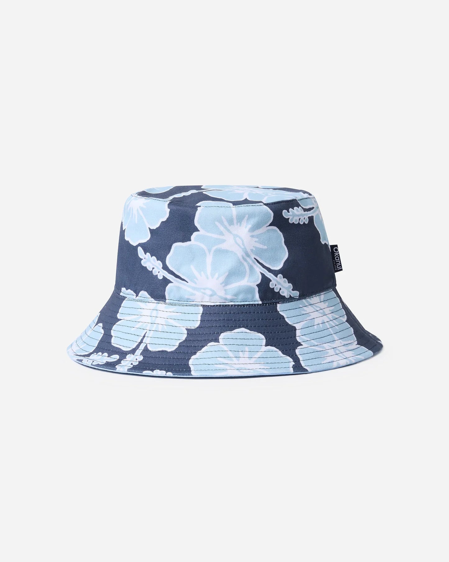 Hibiscus Tri Colour Bucket Hat - Navy Blue White