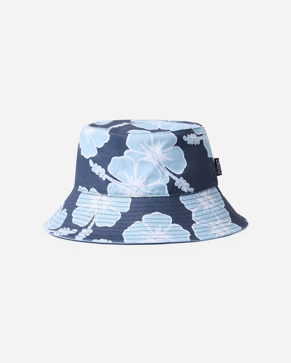 Hibiscus Tri Colour Bucket Hat - Navy Blue White