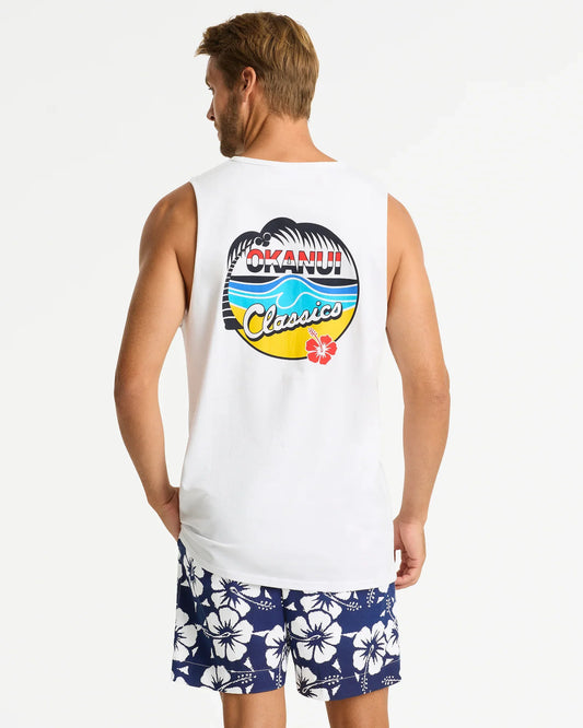 Mens Classic Badge Tank - White