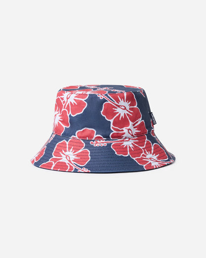 Hibiscus Tri Colour Bucket Hat - Navy Red White
