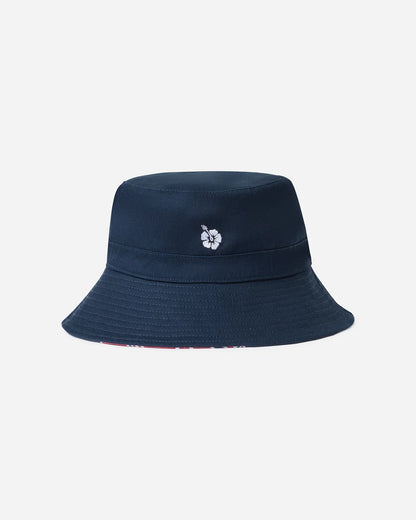 Hibiscus Tri Colour Bucket Hat - Navy Red White