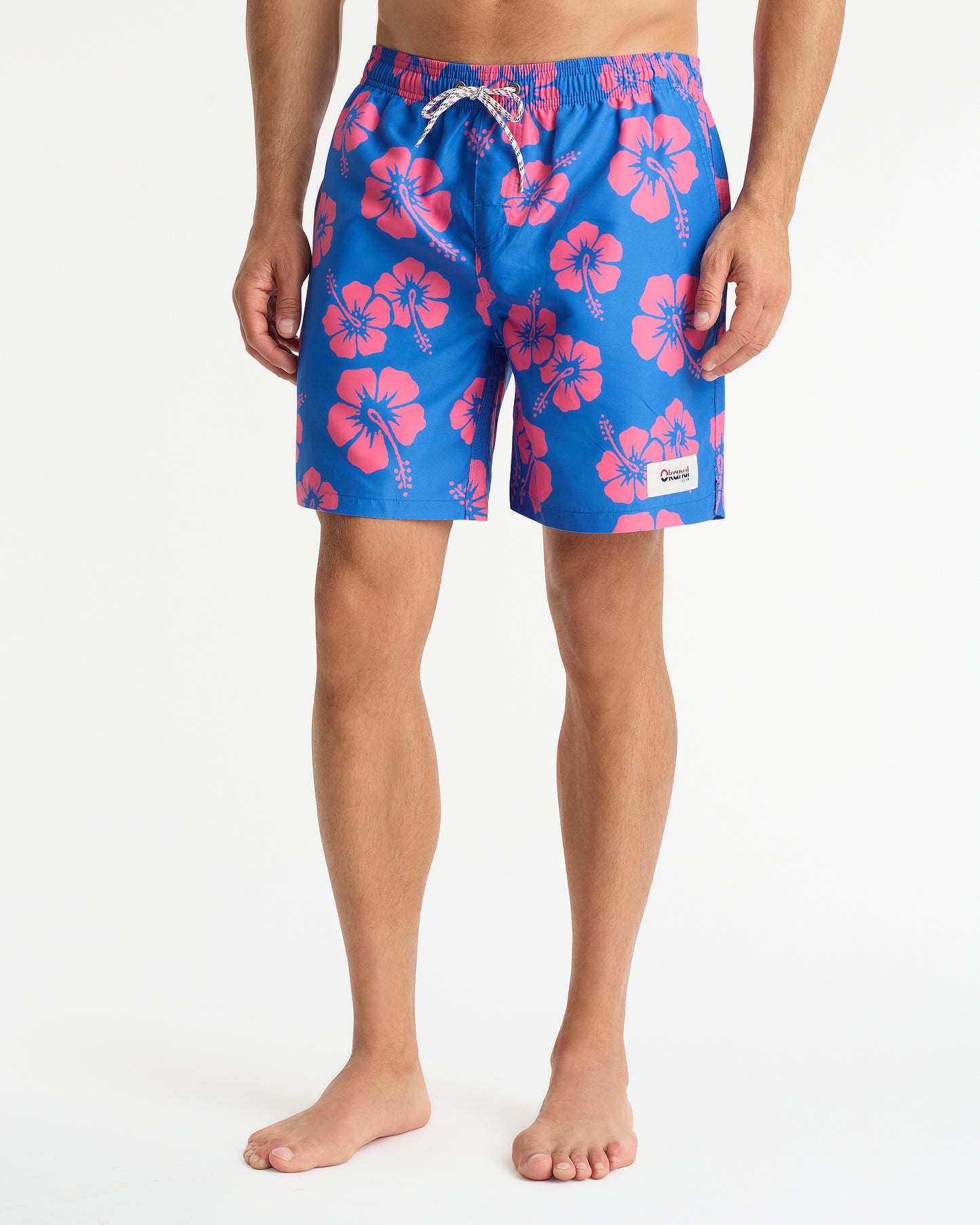 Mens - Swim Short - Hibiscus Duo Swim Short - Blue Pink