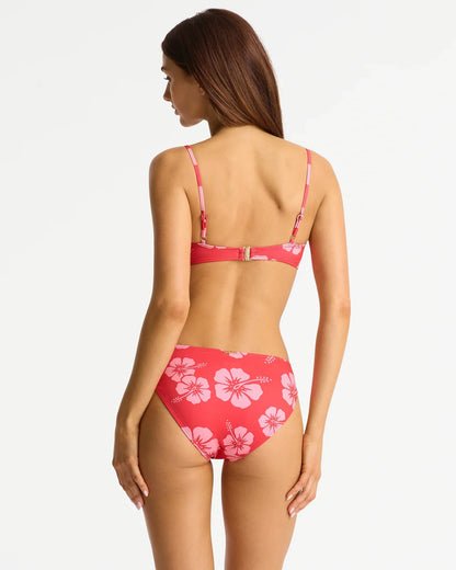 Ariel Crop Bikini Top - Hibiscus Rose Red