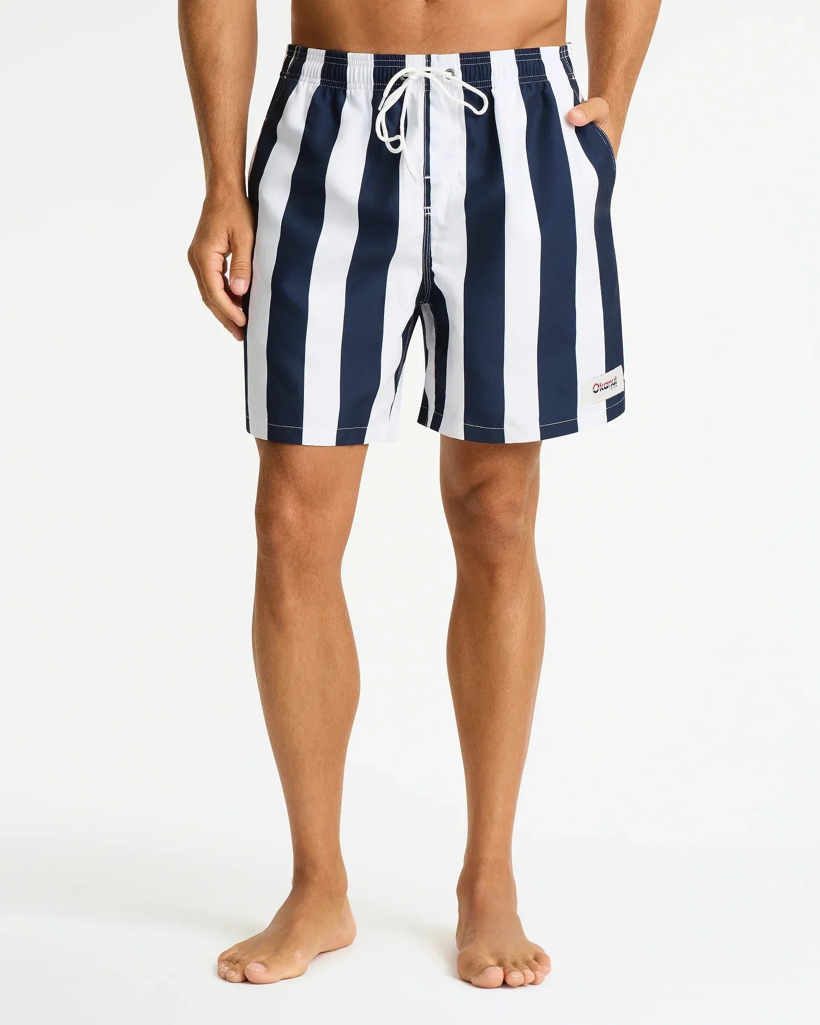 Mens Classic Stripe Swim Short Navy White Navy White S