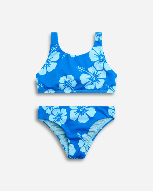 Crop Bikini Swim Set - Hibiscus Sea Ice
