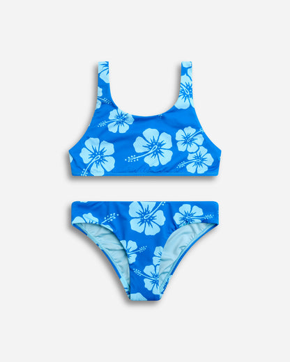 Crop Bikini Swim Set - Hibiscus Sea Ice