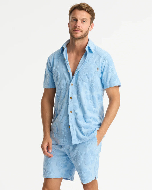 Mens Weekend Terry Shirt - Hibiscus Frost