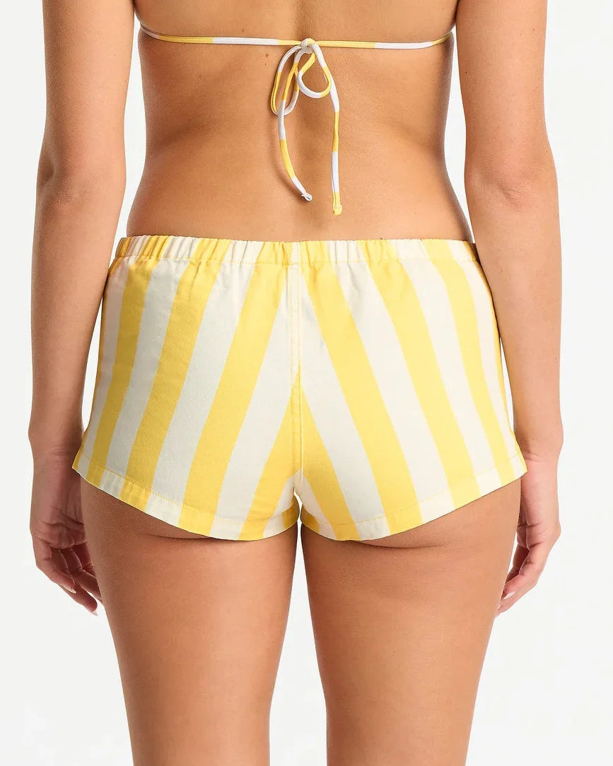 Womens Classic Stripe Mini Short - Lemon White