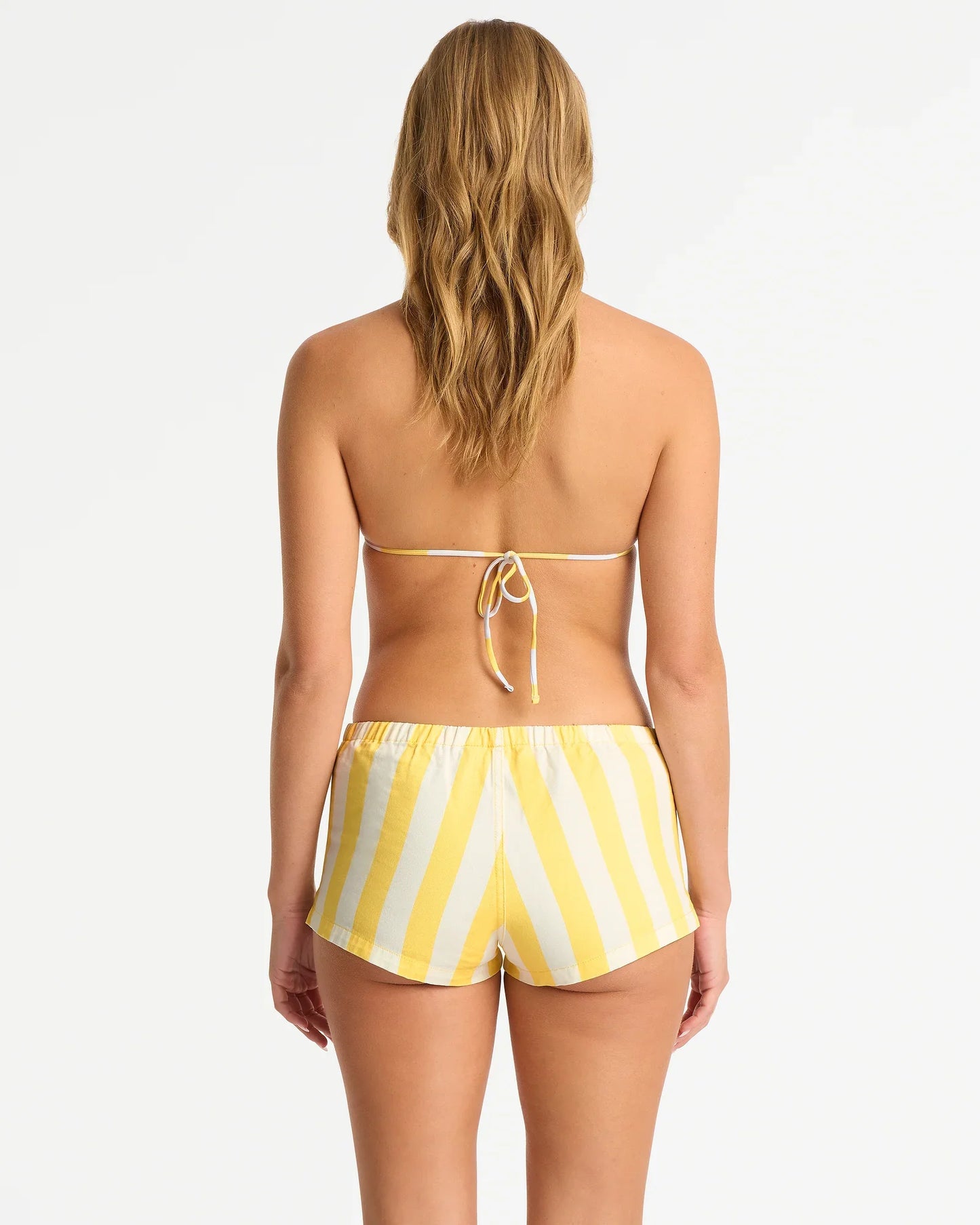 Womens Classic Stripe Mini Short - Lemon White