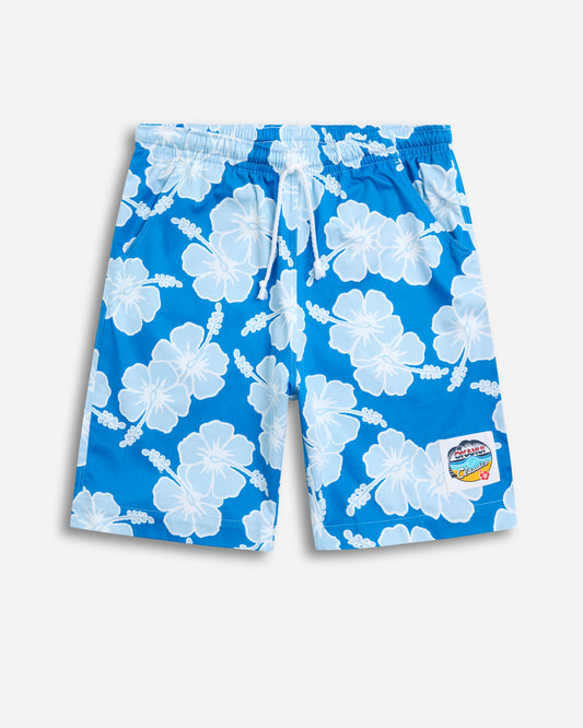 Mens Classic Shorts - Hibiscus Tri Colour - Sea Ice White