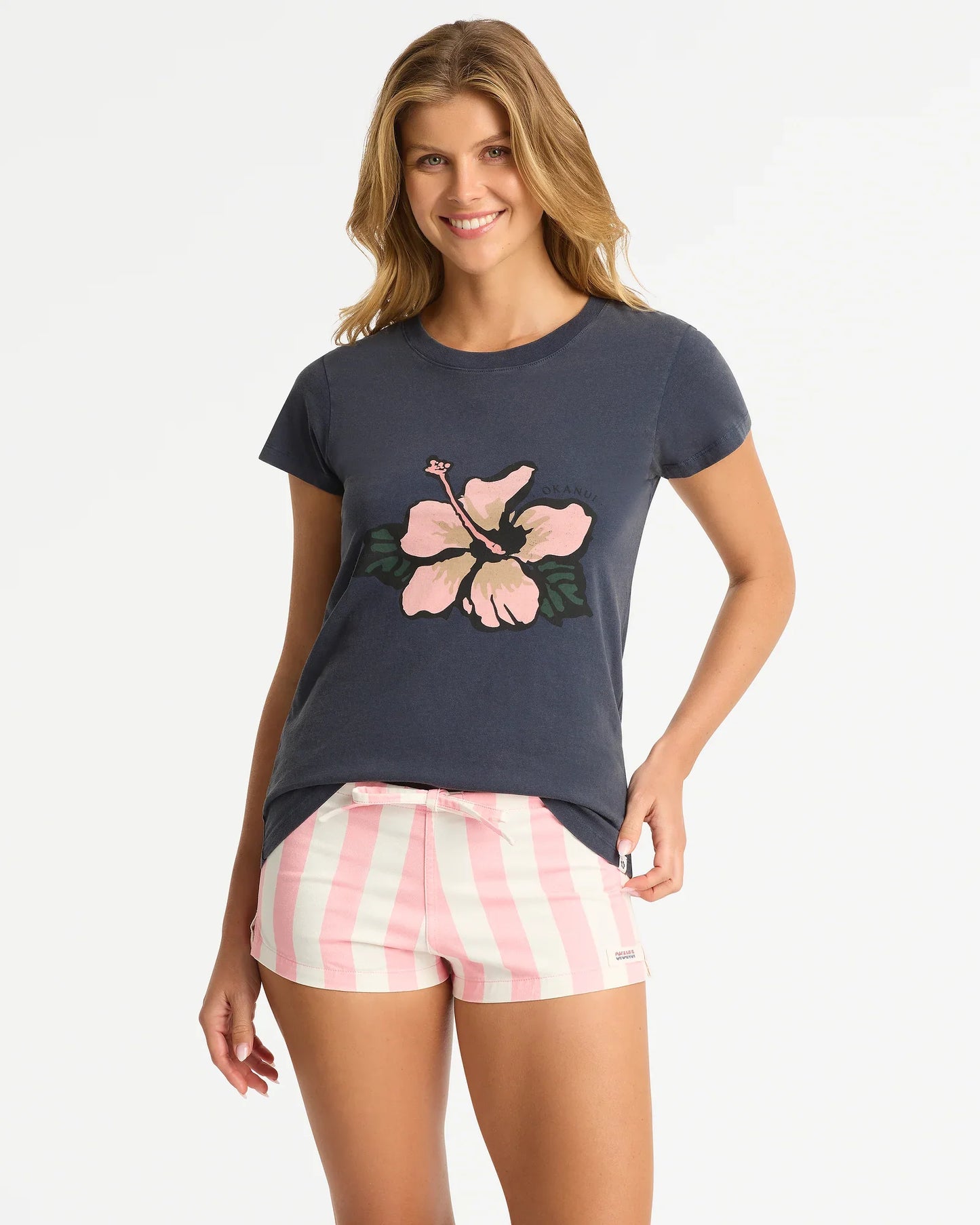 Womens Blooming Slim T'Shirt - Washed Navy