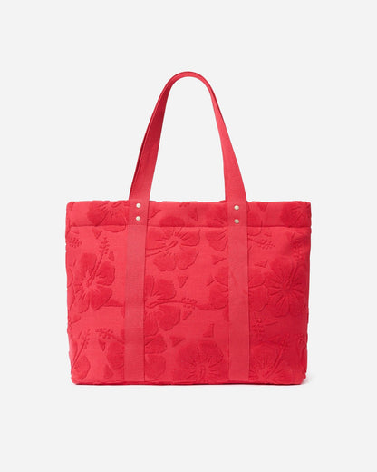 Weekend Terry Tote Bag- Hibiscus Cherry