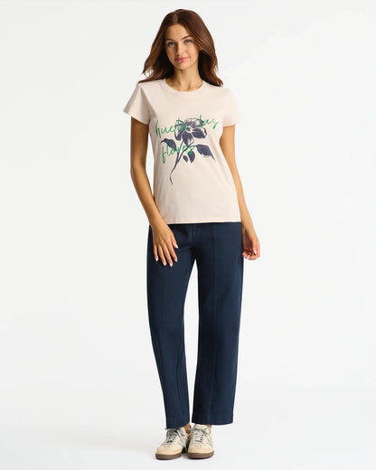 Womens Las Flores Slim T'Shirt - Washed Stone