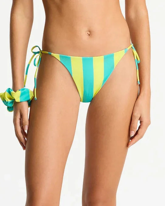 Poseidon Reversible Tie Side Bikini Bottom - Aqua Yellow