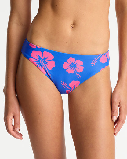 Womens - Swim Bottom - Reversible Regular Swim Pant - Hibiscus Duo - Blue Pink