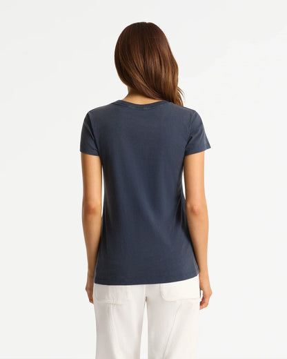 Womens Las Flores Slim T'Shirt - Washed Navy