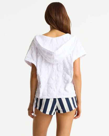 Weekend Terry Hooded Top - Hibiscus White