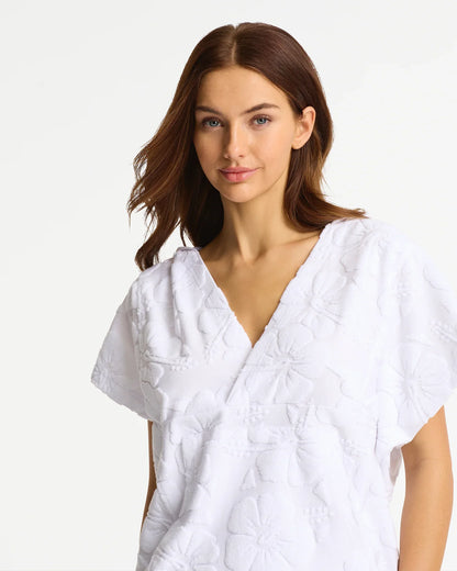 Weekend Terry Hooded Top - Hibiscus White