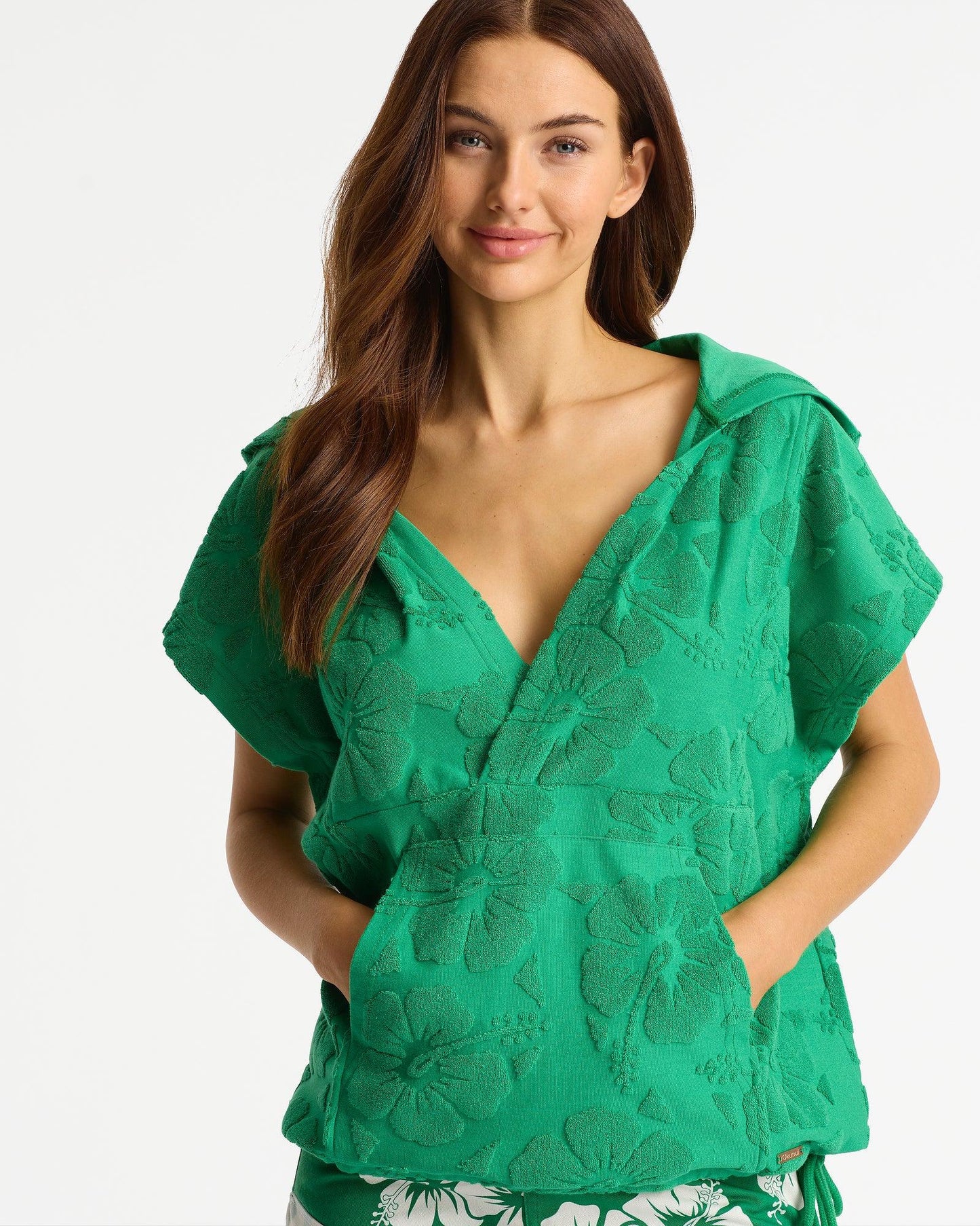 Weekend Terry Hooded Top - Hibiscus Emerald