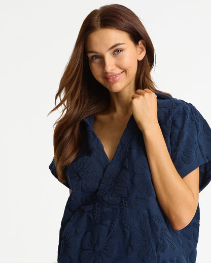 Weekend Terry Hooded Top - Hibiscus Navy