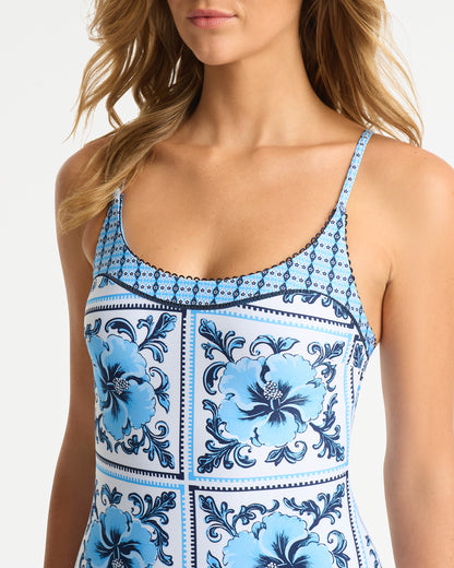 Allegra One Piece - White Blue